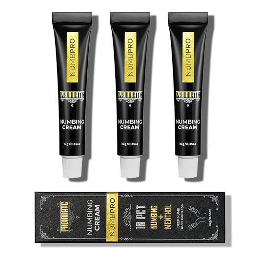 Numbing Cream - Max Strength Deep Painless  Numbing Cream for Piercing, Waxing, 10% Highest Purity Numb Ingredient with Menthol, Emu Oil and Arnica 3Pcs(3x10g)