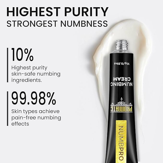 Numbing Cream - Max Strength Deep Painless  Numbing Cream for Piercing, Waxing, 10% Highest Purity Numb Ingredient with Menthol, Emu Oil and Arnica 3Pcs(3x10g)