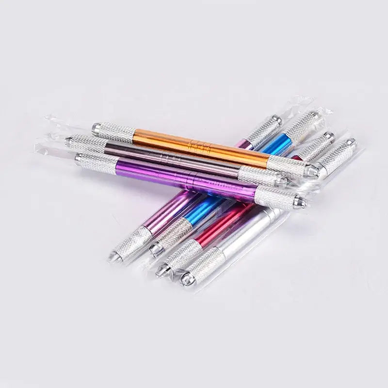 Double Head Microblading Pen Manual Tattoo Machine Needle Blade Permanent Makeup Embroidered Eyebrow Lips Tebori Tattoo Pen