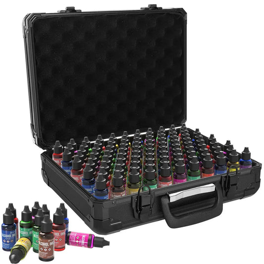 Evemodel 95 Holes Paint Bottle Storage Carrying Suitcase for Tattoo Liquids,Pigment,Alcohol Ink,Essential Oil,Food Color SN08