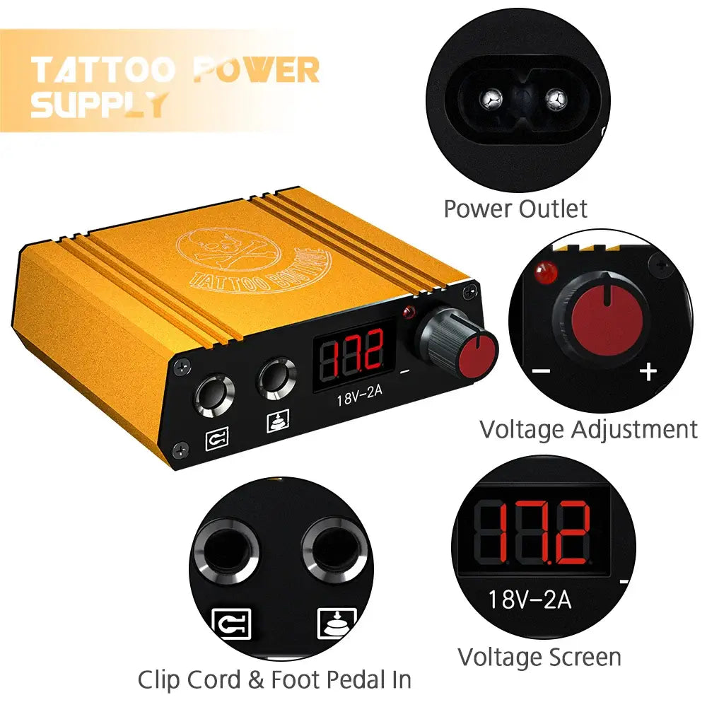 Tattoo Pen Kit Rotary Tattoo Gun Machine Tattoo Power Supply 30ml Black Ink Cartridge Needles Tattoo Body Art Set for Beginner