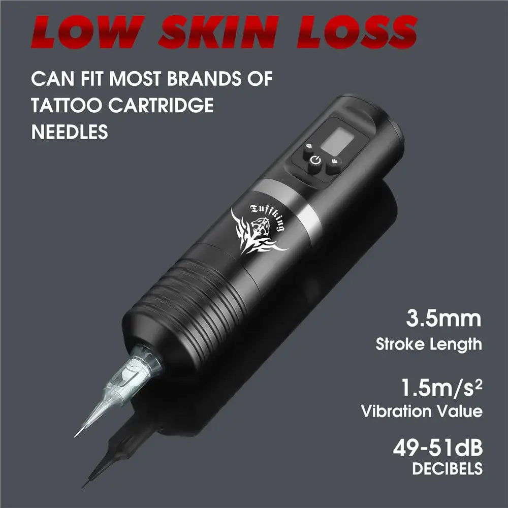 Professional Tattoo Machine Pen Kit Wireless LED Digital Display 1500mAh Battery With Mixed Cartridge Needles for Tattoo Artists