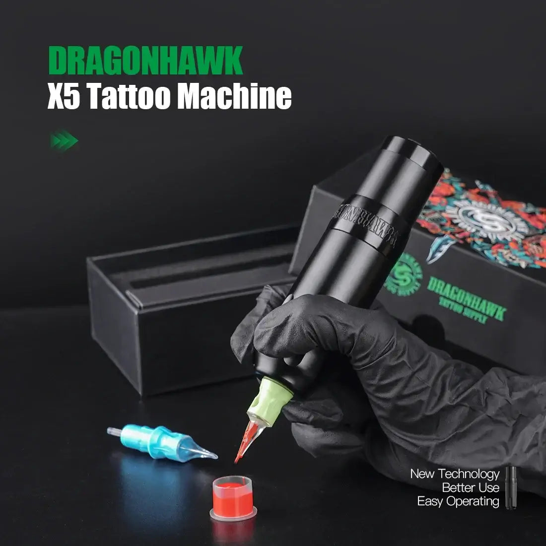 Mast Dragonhawk X5 Wireless Battery Brushless Motor Rotary Tattoo Pen 4.0mm Stroke LED Display Permanent Makeup Body Art Machine