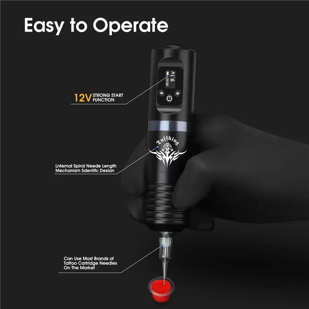 Professional Tattoo Machine Pen Kit Wireless LED Digital Display 1500mAh Battery With Mixed Cartridge Needles for Tattoo Artists